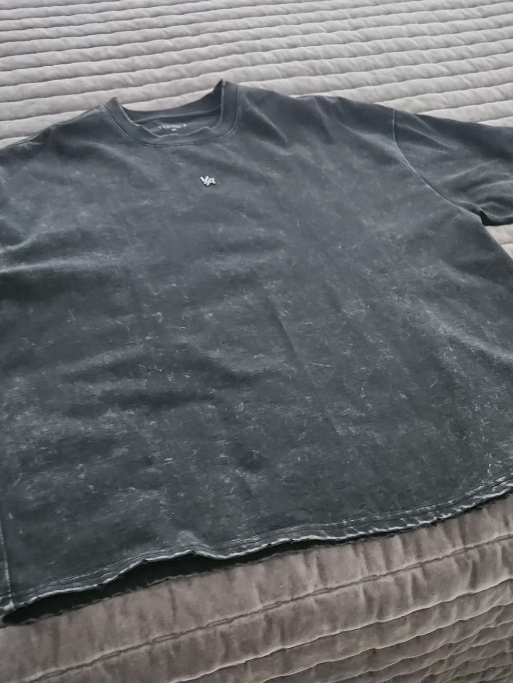 YoungLA Black Washed Crewneck with Small White Logo